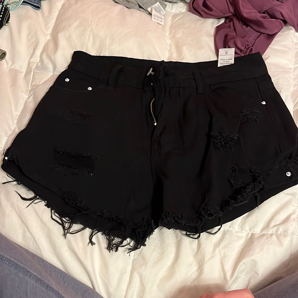 Black jean shorts